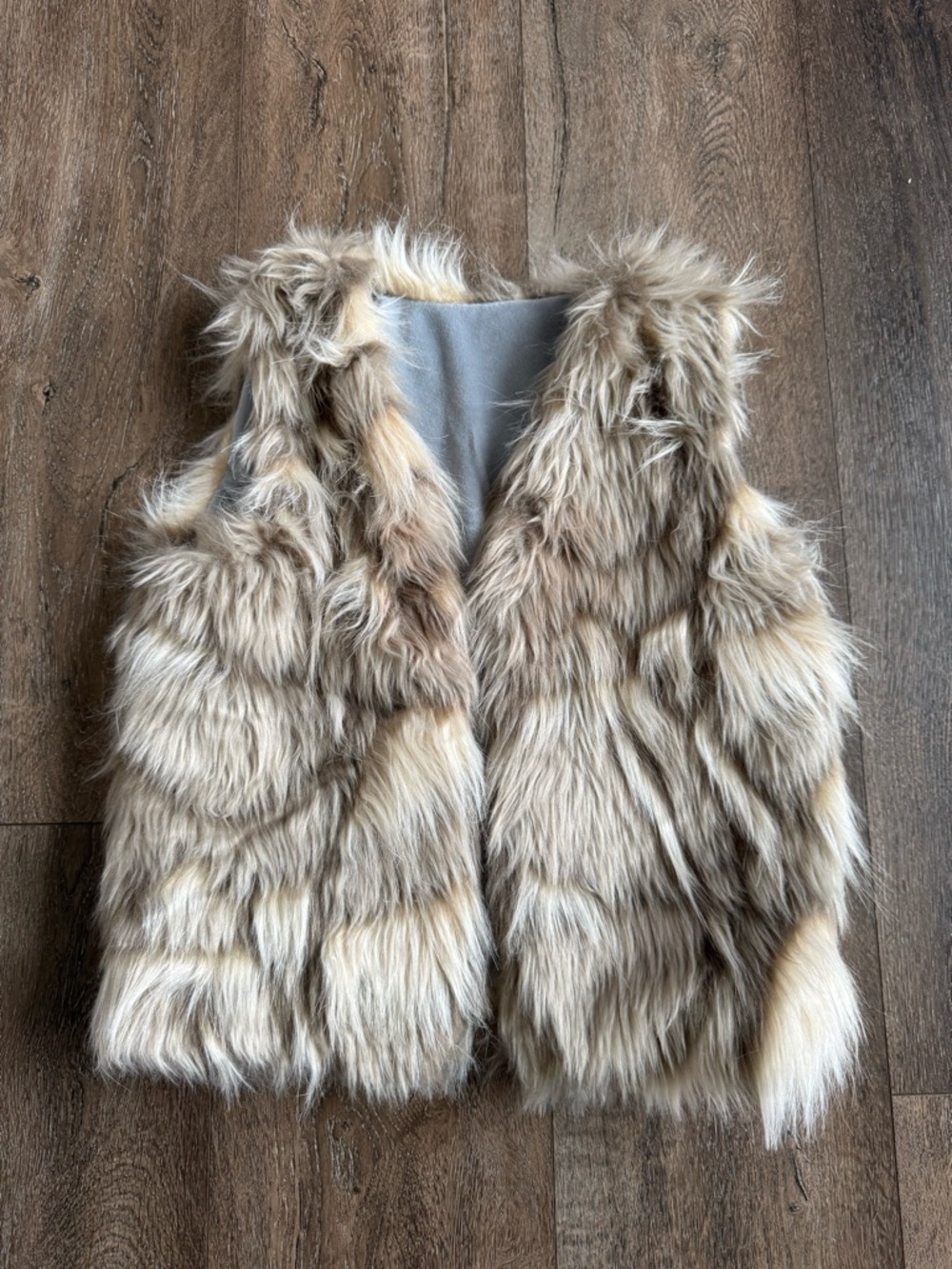 Kids Faux Fur Vest - Taupe Brown Size 6/7